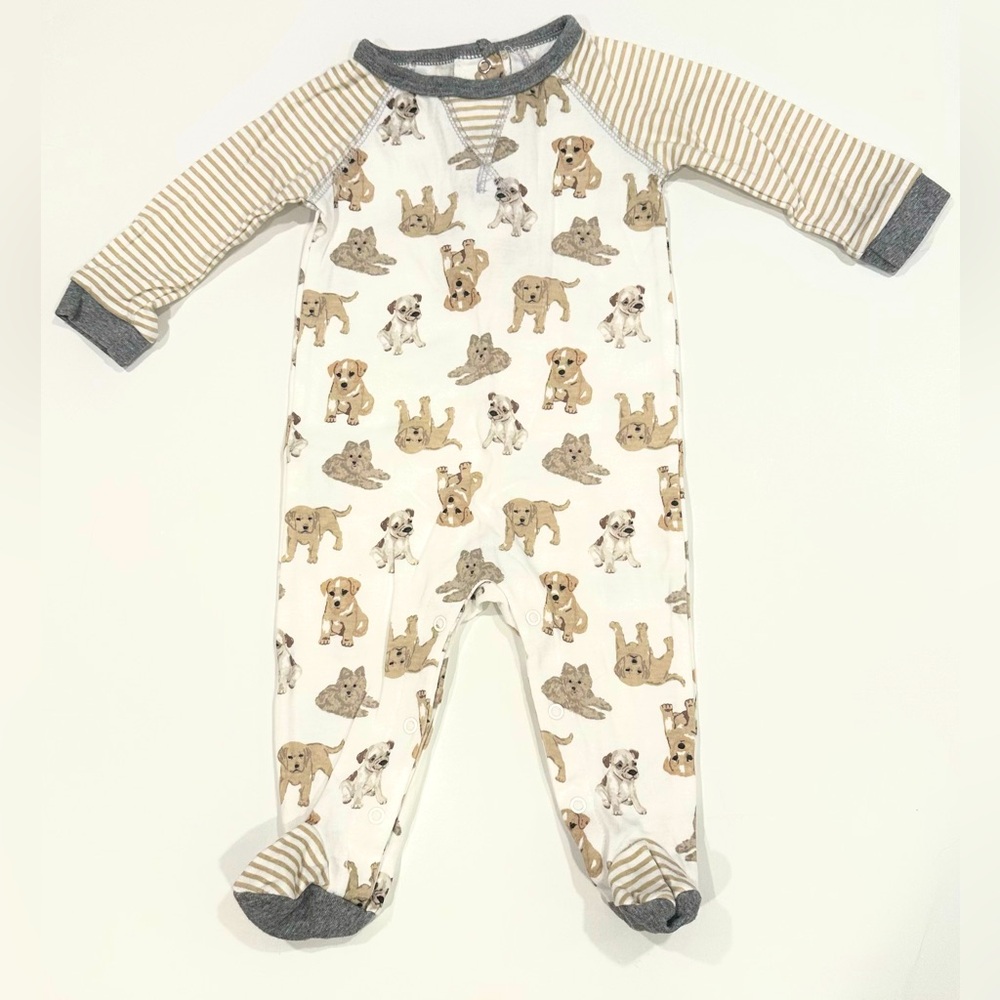 6 Months Baby Essentials Cream, Tan, & Gray Dog Themed Pajamas
